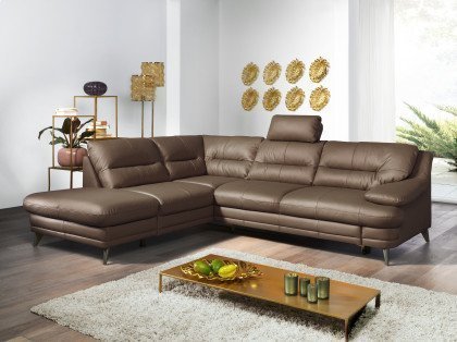 Bologna von COTTA - Ledersofa links cocoa