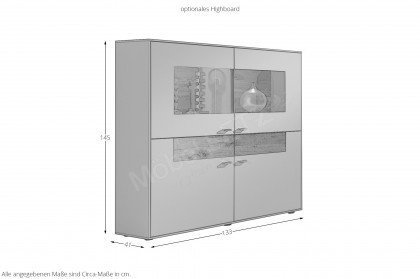 Media Concept von Gwinner - Wohnwand MC967K Lack fango/ Astnussbaum