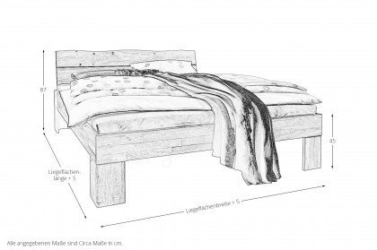 Astoria von Nature Living - Bett mit Baumkanten-Kopfteil Wildeiche