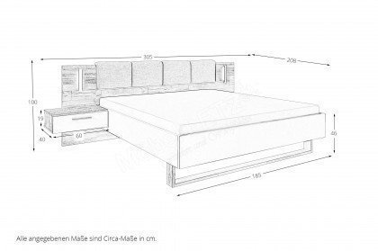 Cadore von POL Power - Bett 180x200 cm mit Nachtkonsolen-Paar