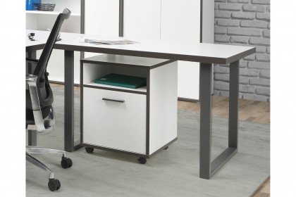 Keflavik von Forte - Kufen-Schreibtisch modern weiß - grau