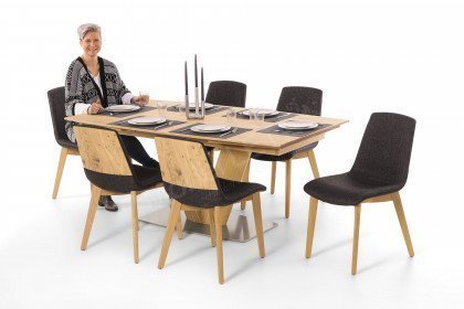 ET633/ Lina von Gwinner S-Design - Essgruppe mit Auszugstisch und 6 Stühlen in Eiche