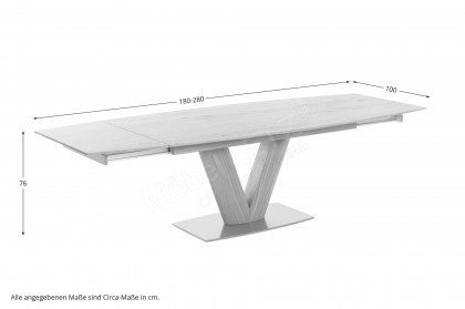 ET633/ Lina von Gwinner S-Design - Essgruppe mit Auszugstisch und 6 Stühlen in Eiche