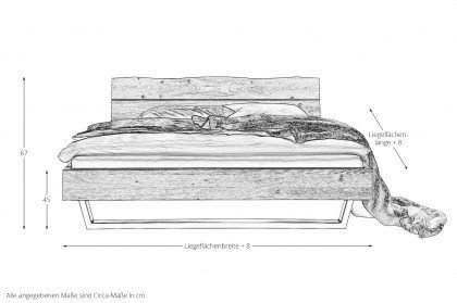 Redwood von Nature Living - Bett mit Baumkanten-Kopfteil