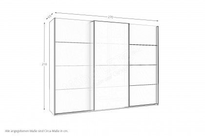 Valencia von Wimex - Kleiderschrank 3-türig, Mitteltür mit Glas