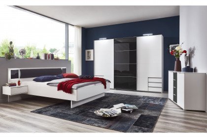 Valencia von Wimex - Schlafzimmer weiß mit Absetzung grau
