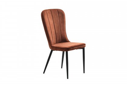Hudson von Skandinavische Möbel - Stuhl in Velours rust, mit Metallbeinen