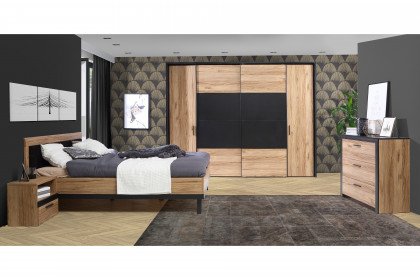 Dalate von Forte - modernes Schlafzimmer-Set Eiche Catania - schwarz matt