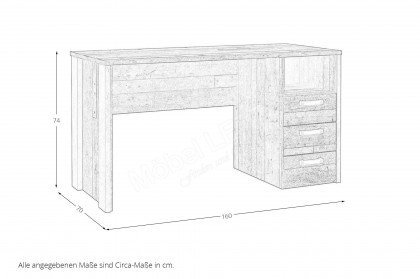 Clif von Forte - Schreibtisch mit Stauraum Old Wood Vintage - Beton