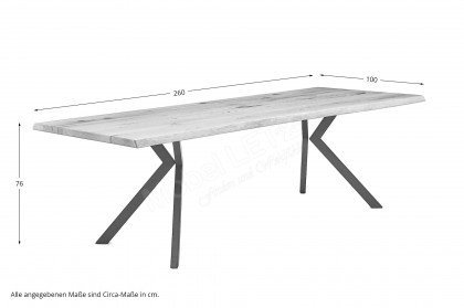 Baumtisch Belcantato 600 von Schösswender Essplätze - Esstisch in Eiche, mit Metallfüßen