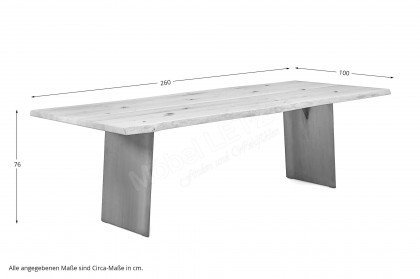 Baumtisch Belcantato 700 von Schösswender Essplätze - Esstisch in Asteiche, mit Metallwangen
