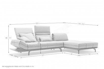 hs.420 von hülsta sofa - Eckgarnitur Ausführung rechts signalgrau