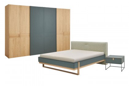 Amana von Hülsta - Schlafzimmer-Set in Salbeigrün mit Eiche Furnier
