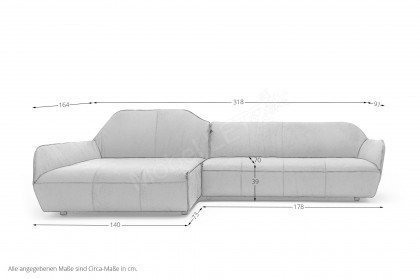 hs.480 von hülsta sofa - Ecksofa links graubeige