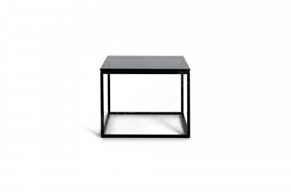 Cube von Hasse - Couchtisch mit dunkler Glasplatte und Metallgestell