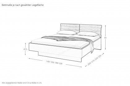 Sonea von Loddenkemper - Schlafzimmer Lack grau - Eiche natur