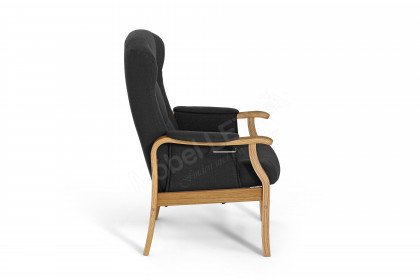 Solveig von Skandinavische Möbel - TV-Sessel mit Hocker dunkelgrau