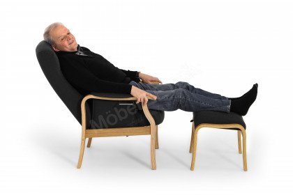 Solveig von Skandinavische Möbel - TV-Sessel mit Hocker dunkelgrau