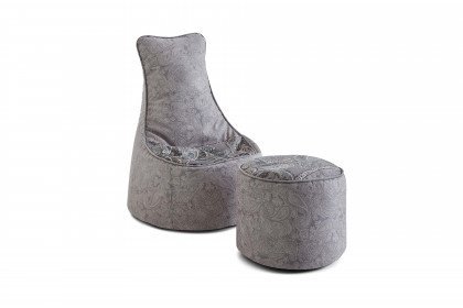 Sanremo von Schröno - Sessel mit Hocker grau-braun gemustert