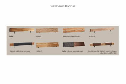 Balkenbett 14 aus der Kollektion Letz - Massivholzbett Kopfteil mit Baumkante