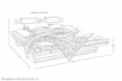 Balkenbett 9 aus der Kollektion Letz - Massivholzbett mit Holzkufe