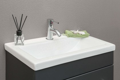 Carpo von Posseik - Badezimmer anthrazit Seidenglanz mit LED-Spiegel