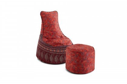Sanremo von Schröno - Sessel mit Hocker rot gemustert