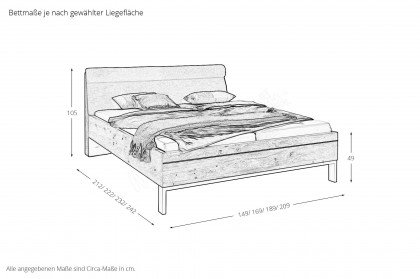 Cambridge von Disselkamp - Bett mit Polsterkopfteil 180x200 cm