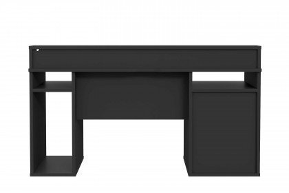 Tezaur von Forte - schwarzer Computertisch mit Stauraum