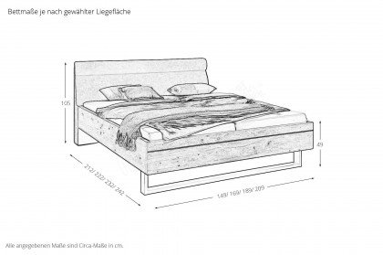 Cambridge von Disselkamp - Bett 140x200 cm Eiche mit Kufenfuß