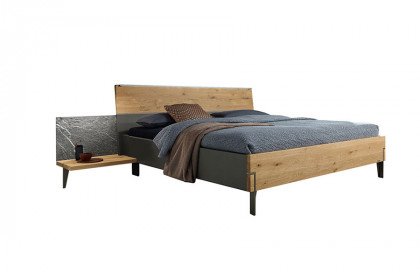 Milo von Thielemeyer - dunkelgraues Bett mit Wildeichenholz