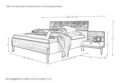 Milo von Thielemeyer - Bett 180x200 cm weiß mit Akzent Eiche gehackt