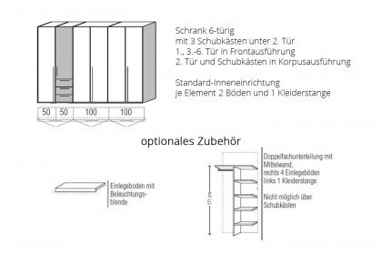 Merano von Loddenkemper - Schrank mit Schubladen Eiche - grau
