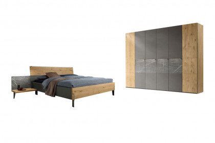 Milo von Thielemeyer - Kleiderschrank, Bett & Nachtkonsolen grau - Naturstein