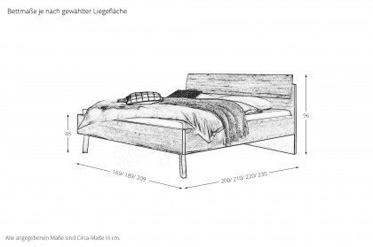 Merano von Loddenkemper - Bett 180x200 cm Eiche Nachbildung