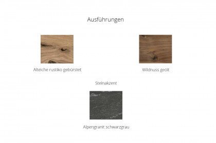 Vrock living von Voglauer - Wohnwand 233 rustiko gebürstete Alteiche/ Alpengranit