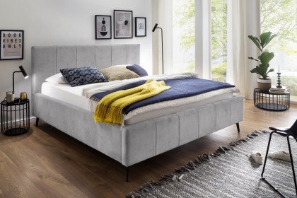 Lizzano von Meise Möbel - Polsterbett hellgrau mit Bettkasten