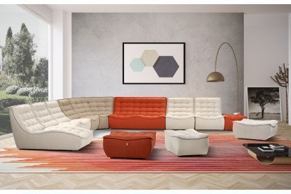 Banjo von Calia Italia - Sofa rechts platin-elefant-terracotta-elfenbein