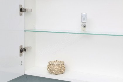 Bad 112 von LEONARDO living - Badezimmer schneeweiß Glanz & Glas perlmutt
