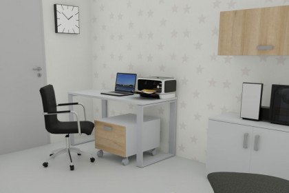 level 2 von Rudolf - hellgrauer Schreibtisch mit Kufengestell