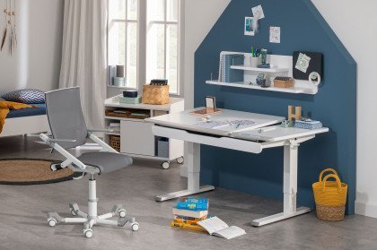 Teenio 130 GT von Paidi - Schreibtisch mit geteilter Platte weiß - grau