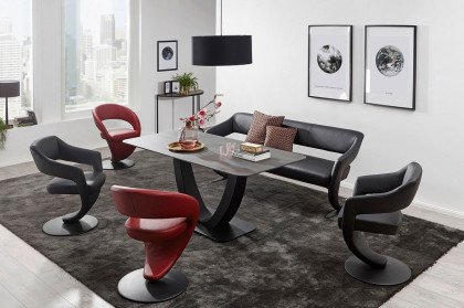 Kingsman K+W Formidable Home Collection - Essgruppe mit Tisch & zwei Drehsesseln in Rot