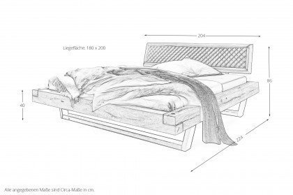 Balkenbett 15 von TPT Möbel - Schwebebalkenbett mit Polsterkopfteil