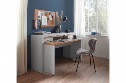 Venzia von IDEAL Möbel - Schreibtisch in Lichtgrau/ Eiche Artisan