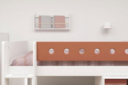 White von FLEXA - Kinderbett halbhoch weiß mit gerader Leiter - rotviolett