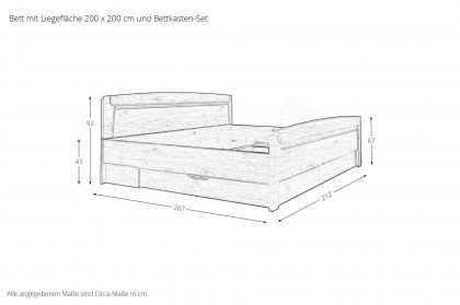 Lausanne von Wiemann - Bett 200x200 cm mit Nachtschränken Erle teilmassiv