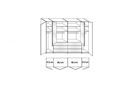 Loft von Wiemann - Kleiderschrank mit Schubladen Glasfront grau