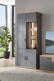 Houton von IDEAL Möbel - Wohnwand 33 grau/ Eiche Artisan