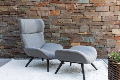 Elin aus der SCHÖNER WOHNEN-Kollektion - Outdoor-Sessel inklusive Hocker in Grau