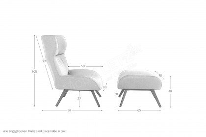 Elin aus der SCHÖNER WOHNEN-Kollektion - Outdoor-Sessel inklusive Hocker in Grau